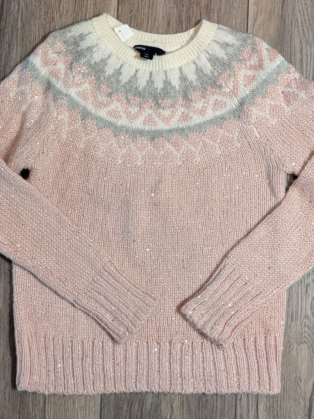 GAP Pink Crewneck Sweater with Cream & Gray - Brand New